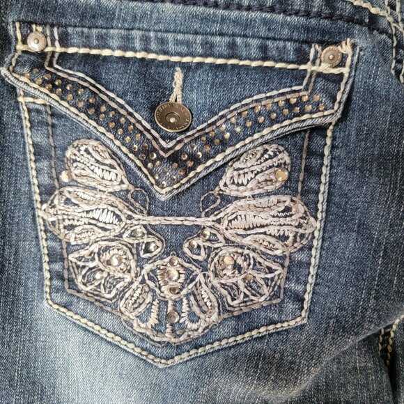 Nine West Women Date Night Jeans 30/10 Med. Wash Capri Bling Pockets Contrasting - Picture 10 of 15